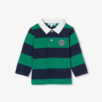Polo bimbo maniche lunghe - blu navy/verde