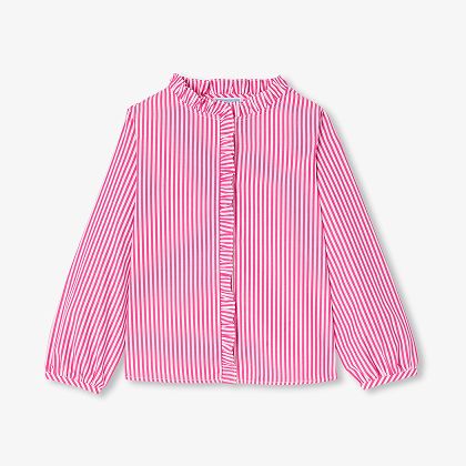 Camicia a righe in popeline bambina - bianco/rosa