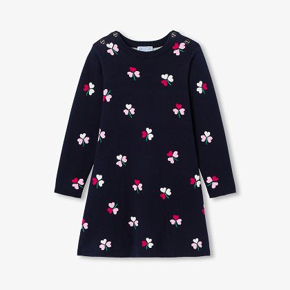 Abito bambina in velluto a coste mille righe - blu navy