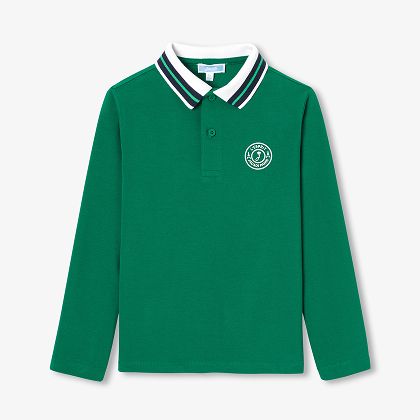 Polo bambino in piqué di cotone - verde scuro