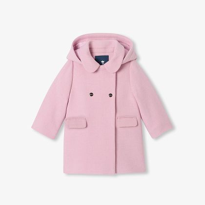 Cappotto inglese in lana bimba - rosa melange