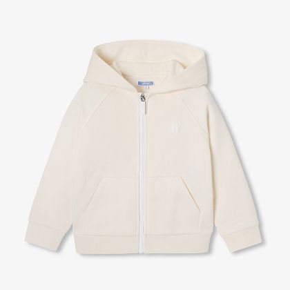 Felpa con zip bambini in tessuto felpato - beige
