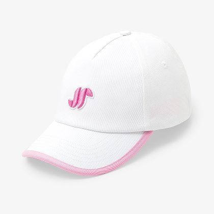 Cappellino in cotone bambina - bianco/rosa