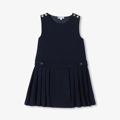 Abito scamiciato in tessuto punto Milano - blu navy