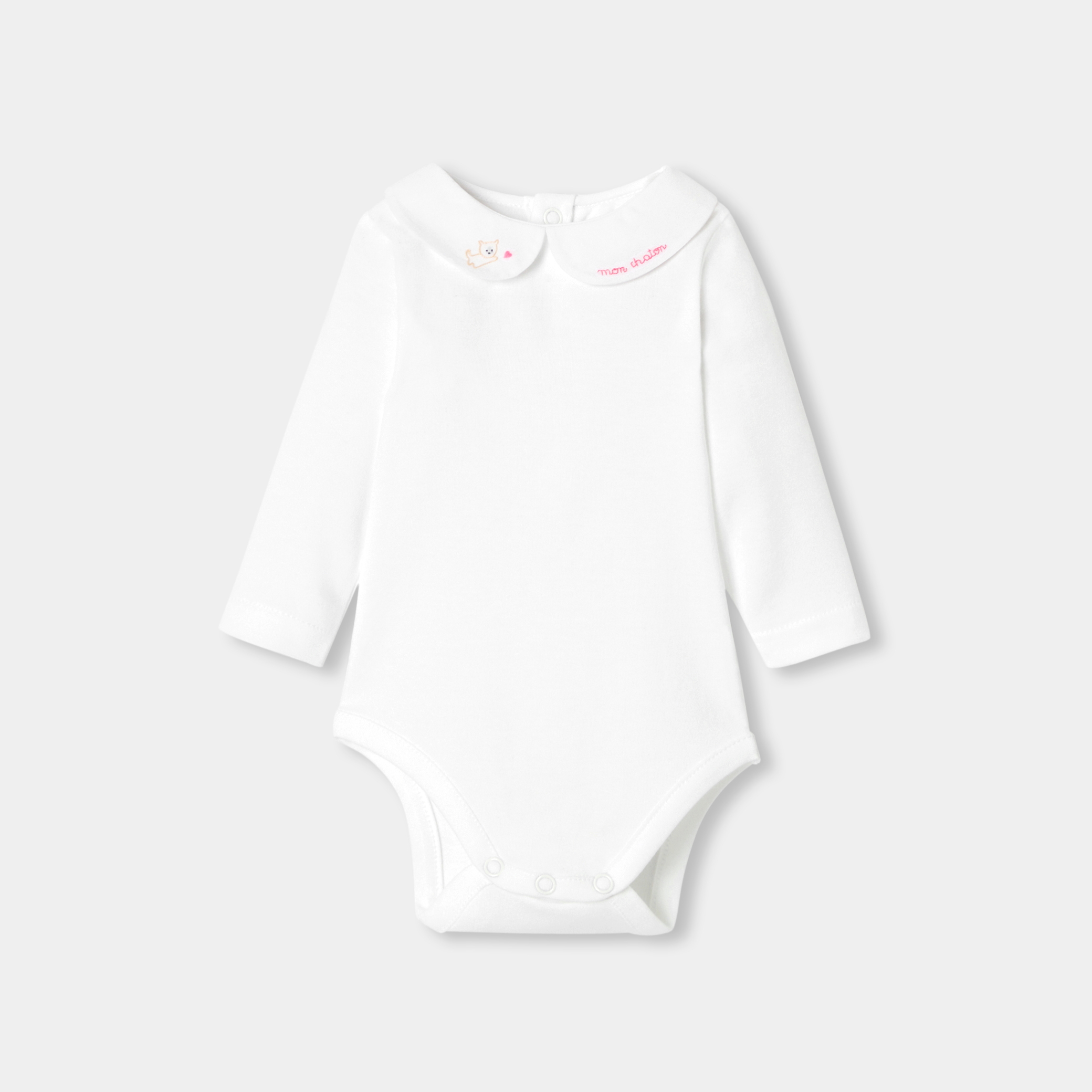 Jacadi - Body maniche lunghe neonata in cotone - Bianco - Taglia: 12M