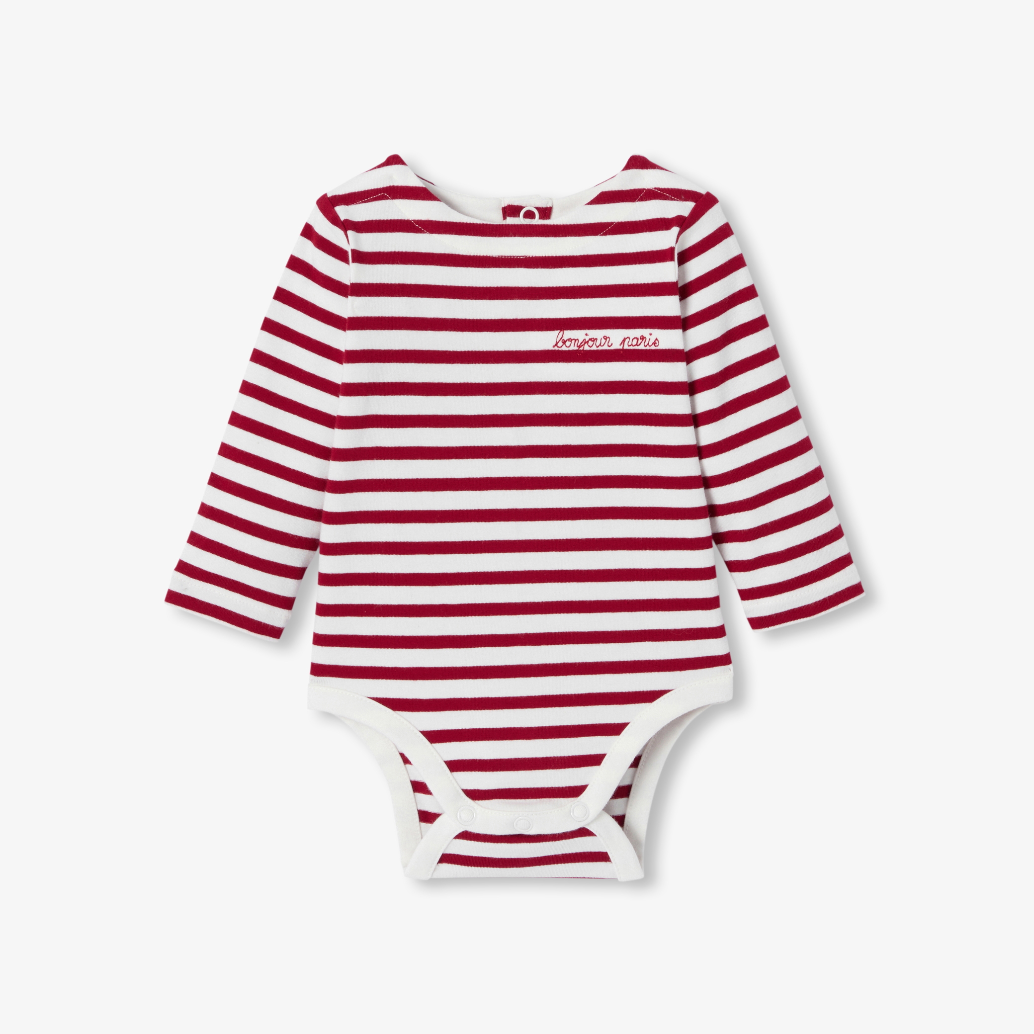 Jacadi - Body maniche lunghe a righe neonati - Bianco/Rosso - Taglia: 06M