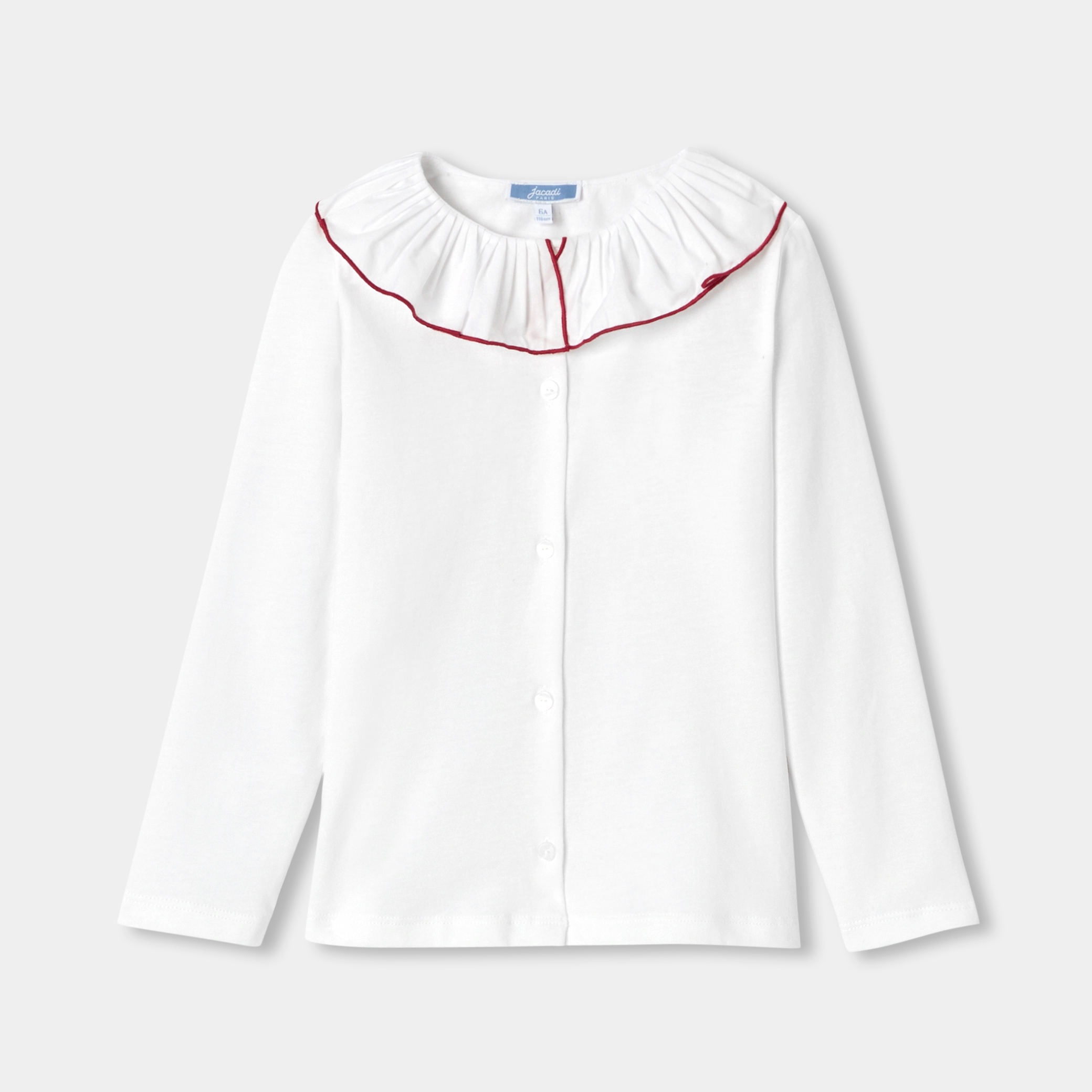 Jacadi - Blusa in jersey di cotone bambina - Bianco - Taglia: 03A