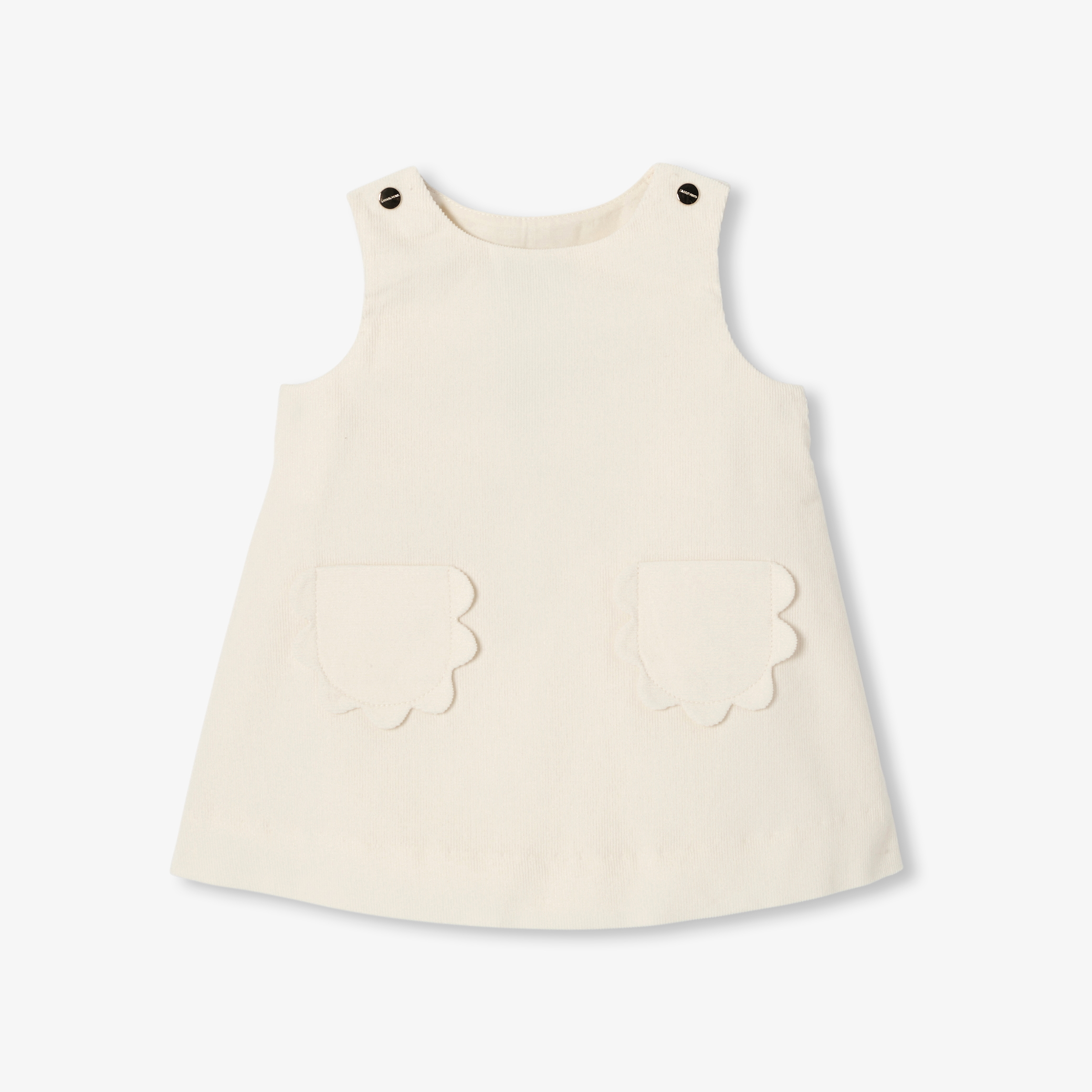 Jacadi - Abito scamiciato neonata in velluto millecoste - Bianco - Regalo di nascita ideale