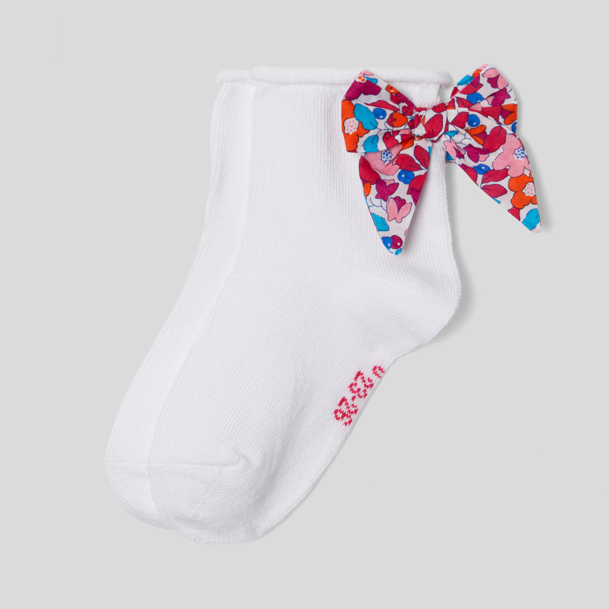 Calzini con fiocco in tessuto Liberty bambina