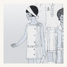 Illustrazione in bianco e nero dell'iconico abito da tennis per bambina