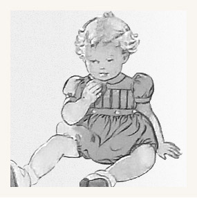 Illustrazione in bianco e nero dell'iconico pagliaccetto per bimba