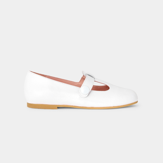 Ivory Leather Baby Mary Jane Shoes | La Coqueta Kids UK - Foto 2