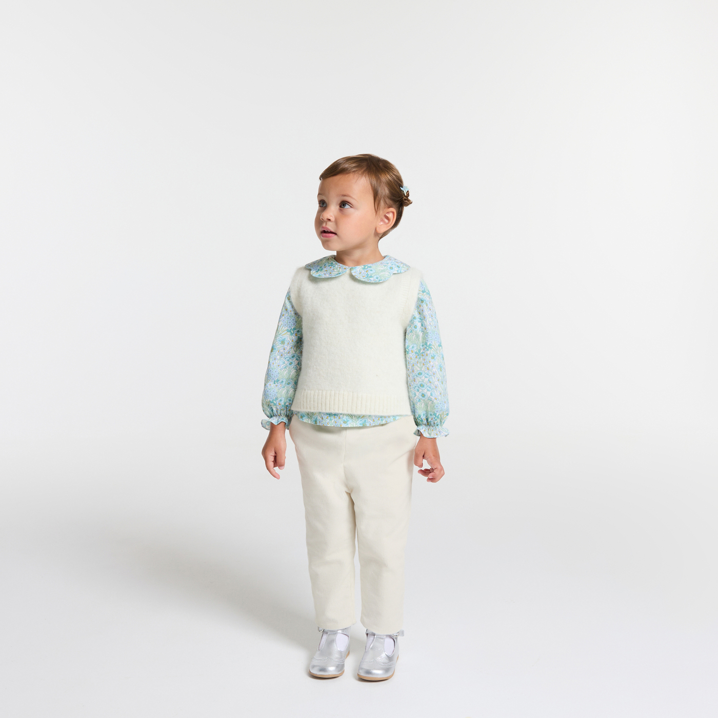 Pantaloni in velluto neonata Bianco dolce Jacadi Paris